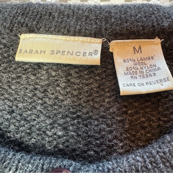Sarah Spencer Charcoal Gray Lambswool Short Sleeve Medium Cardigan - Picture 5 of 5